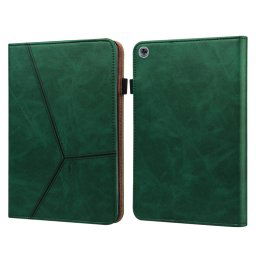 Pour Huawei MediaPad M5 Lite 10.1 Étui en cuir rayé en relief de couleur solide (vert)