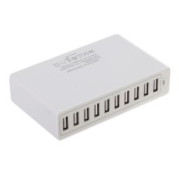 XBX09L 50W 5V 2.4A 10 ports USB Chargeur rapide Chargeur de voyage (Blanc)