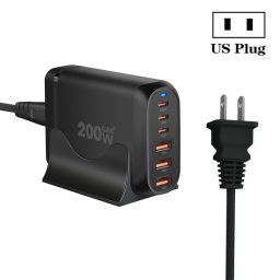 Adaptateur multiport pour ordinateur portable GaN PD100W Type-C x 3 + USB x 3, taille de prise : prise américaine