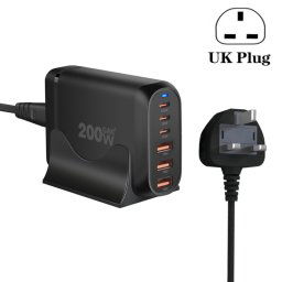 Adaptateur multiport pour ordinateur portable GaN PD100W Type-C x 3 + USB x 3, taille de prise : prise britannique