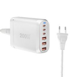 Adaptateur multiport pour ordinateur portable GaN PD100W Type-C x 3 + USB x 3, blanc, taille de prise :