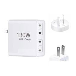 Chargeur GaN130W 4 ports USB-C PD65W / PD30W Multi Port Type-C pour ordinateur portable, prise AU / US