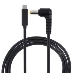 Câble d'alimentation et de chargement pour ordinateur portable PD65W USB-C / Type-C coudé vers 5,5 x 2,5 mm 1,5 m (noir)