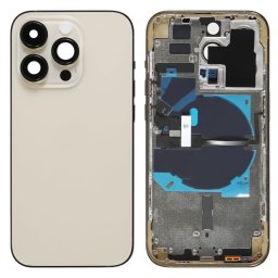 For iPhone 14 Pro Battery Back Cover with Power + Volume Flex Cable + Wireless Charging Module, Version:US Version(Gold)
