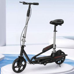 Scooter pliant adulte scooter de mobilité à deux roues vélo à pédales à double aile avec siège (noir)