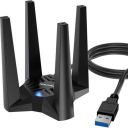 WAVLINK WN693X1 avec antenne 4x3dBi à Gain élevé base magnétique AX1800 adaptateur USB WiFi 6 double bande