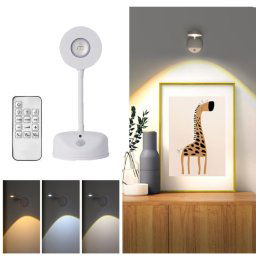 Projecteur sans fil rechargeable à capteur de mouvement LED avec télécommande 2000 mAh blanc