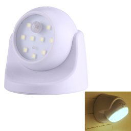 Lampe de sécurité de détecteur de mouvement PIR à lumière blanche MM3W1 3W, 9 LED 240 LM 6000K Rotation à 360 degrés Capteur de mouvement sans fil Garde-robe Lumière / Veilleuse / Applique murale pour chambre,