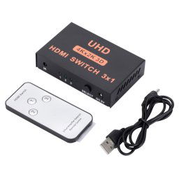 Commutateur HDMI 3 en 1 sortie, commutateur vidéo HD 4Kx2K, avec télécommande