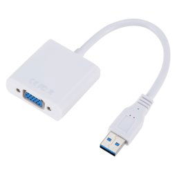 Câble de convertisseur de carte graphique externe USB3.0 vers VGA, résolution: 1080P (blanc)
