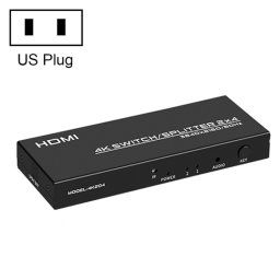 FJGEAR FJ-4K204 Distributeur de commutateur HDMI audio HD 4K 2 entrées 4 sorties, type de prise : prise US