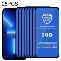 25 PCS 9H 10D Protecteur d'écran en verre trempé à écran complet pour iPhone 13/13 Pro (Noir)