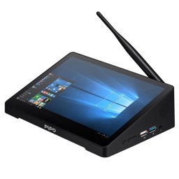 Mini PC tout-en-un PiPo H10PRO, 10,1 pouces, 16 Go + 128 Go + 512 Go, Windows 10 Intel Celeron J4125 Quad Core jusqu'à 2,7 GHz, prise en charge WiFi et carte BT et TF et HDMI et RJ45, prise US (noir)