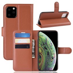 Portefeuille en cuir PU avec support en cuir PU Étui mobile pour iPhone 11 Pro (Marron)