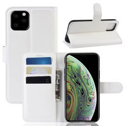 Portefeuille en cuir PU avec support en cuir PU Étui mobile pour iPhone 11 Pro (Blanc)