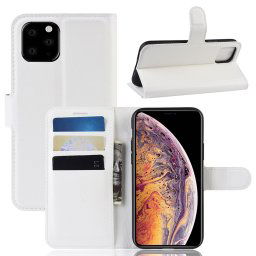 Portefeuille en cuir PU avec support en cuir PU Étui mobile pour iPhone 11 Pro Max (Blanc)
