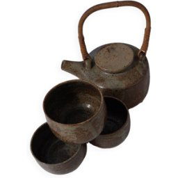 ART Théière et ses petits bols marron 0x0x0