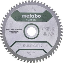 Metabo MULTI CUT CLASSIC 628655000 Lame de scie circulaire 216 x 30 x 1.8 mm Nombre de dents: 60 1 pc(s)