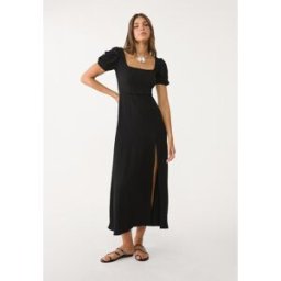 Stradivarius FR Stradivarius Robe longue fluide dos croisé Noir M