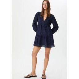 Stradivarius FR Stradivarius Robe courte fluide brodée Marine M