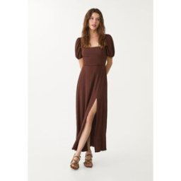 Stradivarius FR Stradivarius Robe longue fluide dos croisé Marron M
