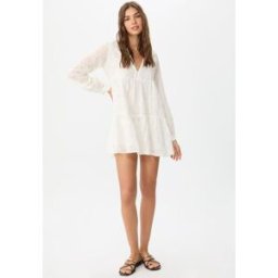 Stradivarius FR Stradivarius Robe courte fluide brodée Blanc M