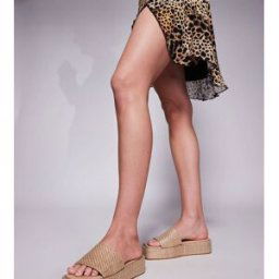 Public Desire Wide Fit - Sangria - Sandales Ã enfiler en raphia avec semelle plateforme-Neutre Neutre 40 female