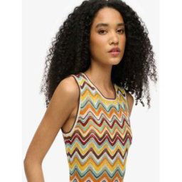 Superdry - Robe mi-longue en maille effet zigzag - Menthe rayÃ©-Vert Vert 40 female