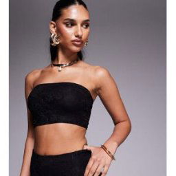 ExclusivitÃ© - Kaiia - Top bandeau d'ensemble double Ã©paisseur prÃ¨s du corps avec dentelle - Noir Noir 34 female