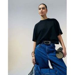 ASOS DESIGN - T-shirt crop top coupe carrÃ©e - Noir Noir M female