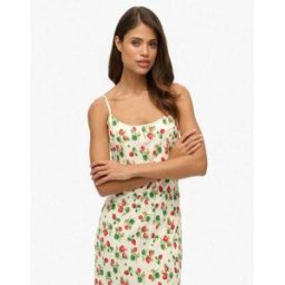 Superdry - Robe nuisette longue coupÃ©e en biais - Fraises-Rouge Rouge 36 female