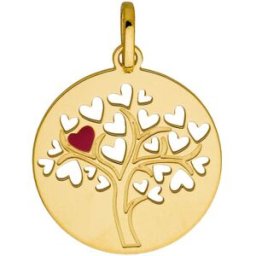 Pendentifs Brillaxis Pendentif arbre de vie coeurs laque Jaune
