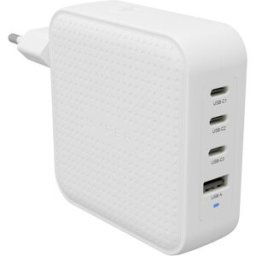 HYPER HyperJuice® 100W USB-C Adaptateur de voyage 100 W 1x USB-A, 3x USB-C® Power Delivery, Power Delivery 3.0, QC 2.0, QC 3.0, PPS blanc GaN, avec adaptateur