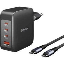 Intenso W140A3C + C520C black Chargeur USB 140 W 3x USB-C®, 1x USB-A QC 4+, USB PD 3.1, PPS noir intérieure GaN, USB Power Delivery (USB-PD)