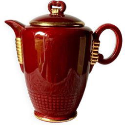 ART Cafetière ancienne Saint Clément bordeaux et or bordeaux 13x13x20