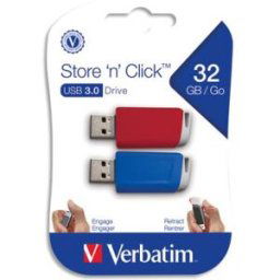 Verbatim clés usb store 'n' click 2 x 32 go rouge / bleu