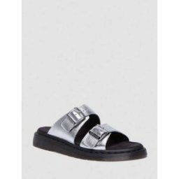 DR MARTENS Sandales Josef en Cuir Métallisé en Gris, Taille: 46