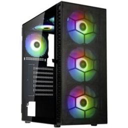 Tour midi Kolink Observatory HF Mesh Boîtier PC noir 2 ventilateurs pré-installés, 4 ventilateurs LED pré-installés