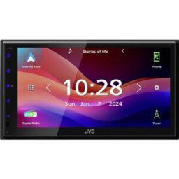 JVC Ampli-tuner multimédia 2 DIN Apple CarPlay, Android Auto™, connexion possible à une caméra de recul, tuner DAB+, kit mains libres bluetooth