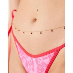 ASOS DESIGN - ChaÃ®ne de ventre ornÃ©e de perles fantaisie ambre - DorÃ© DorÃ© M-L female