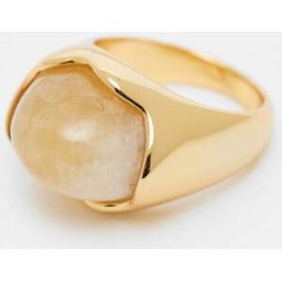 ASOS DESIGN - Bague en plaquÃ© or 14 carats de qualitÃ© supÃ©rieure sertie d'une ambre semi-prÃ©cieuse-DorÃ© DorÃ© S female
