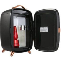 VEVOR Mini Frigo 6 L 8 Canettes de 330 mL Mini Réfrigérateur Portable USB/Adaptateur Petit Frigo Cosmétique Refroidissement 0 ℃ Miroir HD et LED pour Aliments Boissons Médicaments Cosmétiques Noir