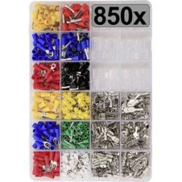 TRU COMPONENTS TC-13377256 Assortiment de cosses à sertir 0.5 mm² 6 mm² rouge, bleu, jaune, vert, blanc, transparent 850 pc(s)
