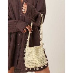 ASOS DESIGN - Sac au crochet avec anse ornÃ©e de perles - Sauge-Vert Vert No Size female