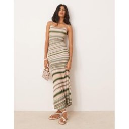 ASOS DESIGN - Robe caraco longue rayÃ©e Ã dos Ã©chancrÃ© - Rose-Multicolore Multicolore 46 female