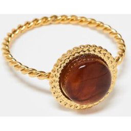 Lost Souls - Bague avec ambre en acier inoxydable plaquÃ© or 18 carats-DorÃ© DorÃ© S-M female