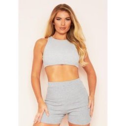 Missy Empire Racer Crop Top Gris 14 (L) Female