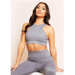 Missy Empire Empire Racer Gym Crop Top Gris 14 (L) Female