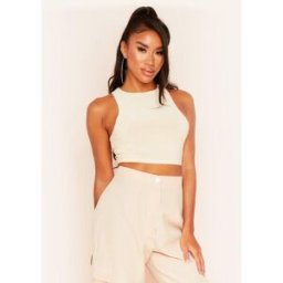 Missy Empire Racer Crop Top Crème 14 (L) Female
