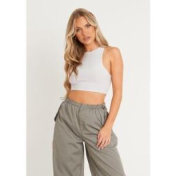 Missy Empire Racer Crop Top Gris 14 (L) Female